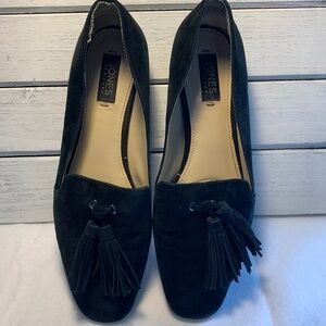 Jones New York Black Suede Tassel Loafers Classic Slip-On Flats Size 8